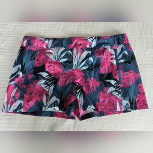 Reel Legends Women's Pink & Blue Tropical Swim/Board Shorts XL Adjustable Waist